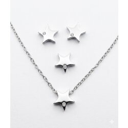 2 Stk. Stern Perlen & Anhänger mit Zirkonia, Edelstahl Silber, DIY Schmuckzubehör wasserfest