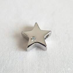 2 Stk. Stern Perlen & Anhänger mit Zirkonia, Edelstahl Silber, DIY Schmuckzubehör wasserfest