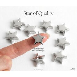 2 Stk. Stern Perlen & Anhänger mit Zirkonia, Edelstahl Silber, DIY Schmuckzubehör wasserfest