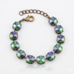 12mm Fassung für runde Chatons, Rivoli & Metallelemente - altmessing Armband. Hochwertiges Schmuckzubehör für DIY Projekte