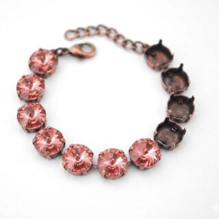 12mm Fassung für runde Chatons, Rivoli & Metallelemente - Antik Kupfer Armband. Hochwertiges Schmuckzubehör für DIY Projekte