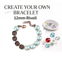 12mm Fassung für runde Chatons, Rivoli & Metallelemente - Antik Kupfer Armband. Hochwertiges Schmuckzubehör für DIY Projekte