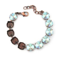 12mm Fassung für runde Chatons, Rivoli & Metallelemente - Antik Kupfer Armband. Hochwertiges Schmuckzubehör für DIY Projekte