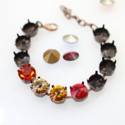 12mm Fassung für runde Chatons, Rivoli & Metallelemente - Antik Kupfer Armband. Hochwertiges Schmuckzubehör für DIY Projekte