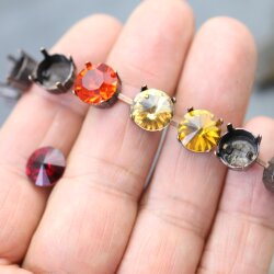 12mm Fassung für runde Chatons, Rivoli & Metallelemente - Antik Kupfer Armband. Hochwertiges Schmuckzubehör für DIY Projekte