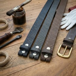 Echtes Rindsleder Gürtel Krokodil Print Vollledergürtel 4 cm ohne Schnalle Wechselgürtel Gürtel Damen Herren