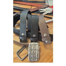 Echtes Rindsleder Gürtel Krokodil Print Vollledergürtel 4 cm ohne Schnalle Wechselgürtel Gürtel Damen Herren