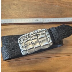 Echtes Rindsleder Gürtel Krokodil Print Vollledergürtel 4 cm ohne Schnalle Wechselgürtel Gürtel Damen Herren