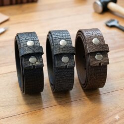 Echtes Rindsleder Gürtel Krokodil Print Vollledergürtel 4 cm ohne Schnalle Wechselgürtel Gürtel Damen Herren
