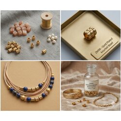 100 pcs 14k Ribbed Gold Metal Beads 3 mm – Brass Spacer Beads with Hole – Jewelry Making Supplies for DIY Crafts