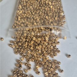 100 pcs 14k Ribbed Gold Metal Beads 3 mm – Brass Spacer Beads with Hole – Jewelry Making Supplies for DIY Crafts