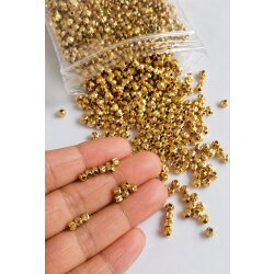100 pcs 14k Ribbed Gold Metal Beads 3 mm – Brass Spacer Beads with Hole – Jewelry Making Supplies for DIY Crafts