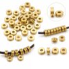 100 pcs 14k Gold Rondelle Spacer Beads 4x2mm – Ribbed Brass Spacer Beads for Jewelry Making DIY
