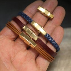 1 Stk. Edelstahl Klappverschluss Gold für Lederarmband 5x2 mm – Hochwertiger Schmuckverschluss
