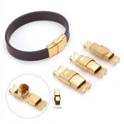 1 Stk. Edelstahl Klappverschluss Gold für Lederarmband 5x2 mm – Hochwertiger Schmuckverschluss
