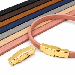 1 Stk. Edelstahl Klappverschluss Gold für Lederarmband 5x2 mm – Hochwertiger Schmuckverschluss