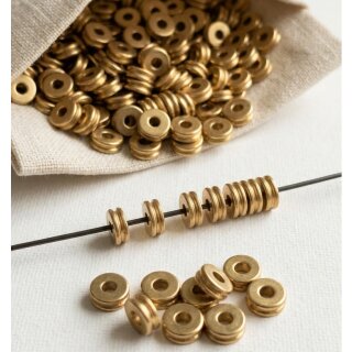 20 pcs 14k Gold Tone Brass Rondelle Spacer Beads – Spacer Beads for Jewelry Making, Bracelet, Earrings & Necklace DIY Supplies