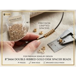 20 pcs 14k Gold Tone Brass Rondelle Spacer Beads – Spacer Beads for Jewelry Making, Bracelet, Earrings & Necklace DIY Supplies