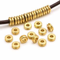 20 pcs 14k Gold Tone Brass Rondelle Spacer Beads – Spacer Beads for Jewelry Making, Bracelet, Earrings & Necklace DIY Supplies