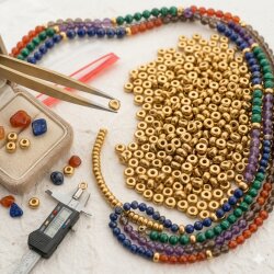 50 Gold Rondelle Spacer Beads 5x2mm – 14k Goldfarbene Messing Zwischenperlen für Armband, Kette & Ohrringe DIY