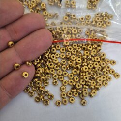 50 Gold Rondelle Spacer Beads 5x2mm – 14k Goldfarbene Messing Zwischenperlen für Armband, Kette & Ohrringe DIY