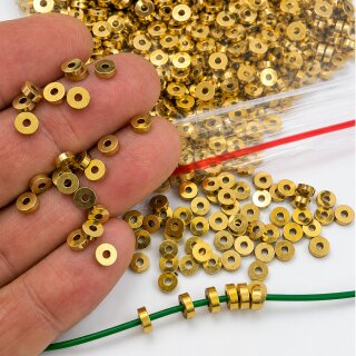 100 pcs 14k Gold Stainless Steel 5mm Rondelle Spacer Beads – Spacer Beads for Jewelry Making, Bracelet, Earrings & Necklace DIY Supplies