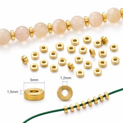 100 pcs 14k Gold Stainless Steel 5mm Rondelle Spacer Beads – Spacer Beads for Jewelry Making, Bracelet, Earrings & Necklace DIY Supplies