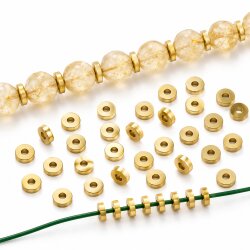 100 pcs 14k Gold Stainless Steel 5mm Rondelle Spacer Beads – Spacer Beads for Jewelry Making, Bracelet, Earrings & Necklace DIY Supplies