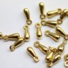 100 Pcs 8x3mm Gold Teardrop Charm Pendant, Gold Plated Brass Drop Charm, Tiny Dangle Pendant for Earrings, Necklace & Bracelet Making, Extender Charm Supplies