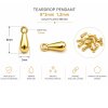 100 Pcs 8x3mm Gold Teardrop Charm Pendant, Gold Plated Brass Drop Charm, Tiny Dangle Pendant for Earrings, Necklace & Bracelet Making, Extender Charm Supplies
