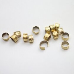 50 Pcs Gold Ethnic Slider Beads for Leather - 9x5mm Patterned Tube Beads - Viking Style Hair & Beard Beads - DIY Braided Leather Cord Jewelry Supplies