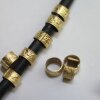 50 Pcs Gold Ethnic Slider Beads for Leather - 9x5mm Patterned Tube Beads - Viking Style Hair & Beard Beads - DIY Braided Leather Cord Jewelry Supplies