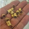 50 Pcs Gold Ethnic Slider Beads for Leather - 9x5mm Patterned Tube Beads - Viking Style Hair & Beard Beads - DIY Braided Leather Cord Jewelry Supplies
