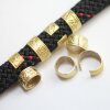 50 Pcs Gold Ethnic Slider Beads for Leather - 9x5mm Patterned Tube Beads - Viking Style Hair & Beard Beads - DIY Braided Leather Cord Jewelry Supplies