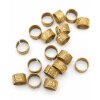 50 Pcs Gold Ethnic Slider Beads for Leather - 9x5mm Patterned Tube Beads - Viking Style Hair & Beard Beads - DIY Braided Leather Cord Jewelry Supplies