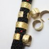 50 Pcs Gold Ethnic Slider Beads for Leather - 9x5mm Patterned Tube Beads - Viking Style Hair & Beard Beads - DIY Braided Leather Cord Jewelry Supplies