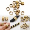 50 Pcs Gold Ethnic Slider Beads for Leather - 9x5mm Patterned Tube Beads - Viking Style Hair & Beard Beads - DIY Braided Leather Cord Jewelry Supplies