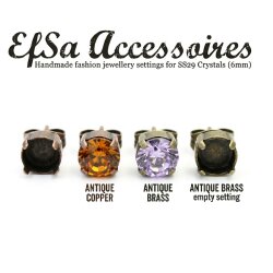 6mm Stud Earring Settings for Swarovski Chatons, Antique...