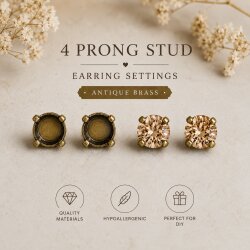 6mm Stud Earring Settings for Swarovski Chatons, Antique Brass & Copper Earrings, Empty Cup Settings, DIY Jewelry Making Supplies