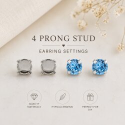 6mm Stud Earring Settings for Swarovski Chatons, Antique Brass & Copper Earrings, Empty Cup Settings, DIY Jewelry Making Supplies