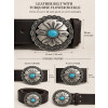 Western Türkis Gürtelschnalle, Antiksilber Floral Concho Gürtelschnalle, Ovale Cowboy Cowgirl Gürtelschnalle, passend für 35–40 mm breite Gürtel