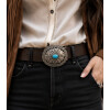 Western Türkis Gürtelschnalle, Antiksilber Floral Concho Gürtelschnalle, Ovale Cowboy Cowgirl Gürtelschnalle, passend für 35–40 mm breite Gürtel