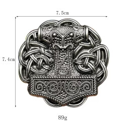Wikinger Thors Hammer Gürtelschnalle, Antiksilber Mjölnir Schnalle, Keltische Knoten, Mittelalter Viking Gürtel
