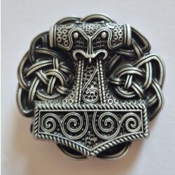 Wikinger Thors Hammer Gürtelschnalle, Antiksilber Mjölnir Schnalle, Keltische Knoten, Mittelalter Viking Gürtel