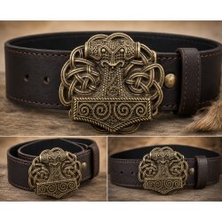 Wikinger Thors Hammer Gürtelschnalle, Antik Messing Mjölnir Schnalle, Keltische Knoten, Mittelalter Viking Gürtel