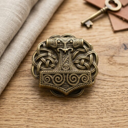 Wikinger Thors Hammer Gürtelschnalle, Antik Messing Mjölnir Schnalle, Keltische Knoten, Mittelalter Viking Gürtel