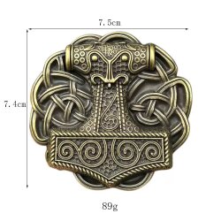 Wikinger Thors Hammer Gürtelschnalle, Antik Messing Mjölnir Schnalle, Keltische Knoten, Mittelalter Viking Gürtel