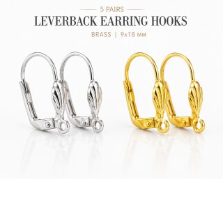 10 Pairs Brass Leverback Earring Hooks – Earring Findings, Jewelry Making Supplies