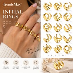 Gold Initial Ring, Adjustable Letter Ring, Personalized Alphabet Ring, Chunky Statement Ring, Gold Monogram Ring, Gift for Her