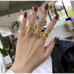 Gold Initial Ring, Adjustable Letter Ring, Personalized Alphabet Ring, Chunky Statement Ring, Gold Monogram Ring, Gift for Her